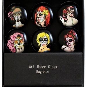 Sugar Skull Girl’s Magnets. Set of 6 New in box.